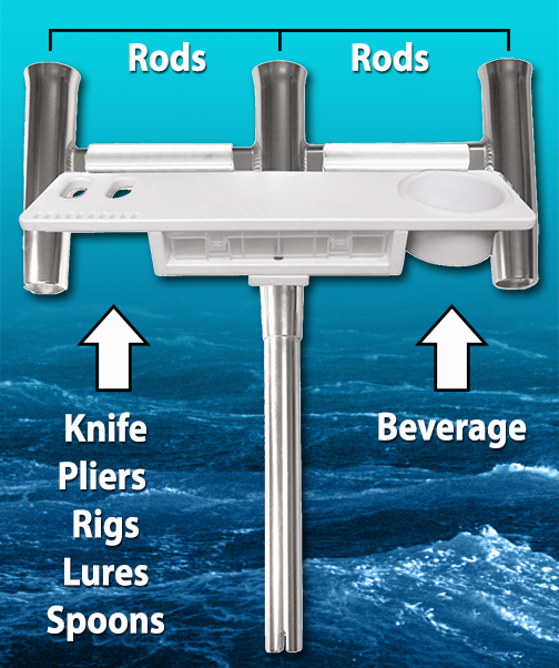 Kite Fishing Rod Cluster with a Tool Caddy Kite Fishing Rod Cluster with a  Tool Caddy TACO Marine