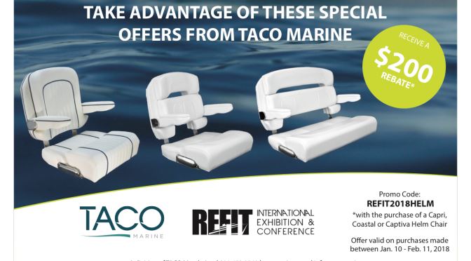 Receive a $200 Rebate with TACO Marine® Helm Chair Purchase