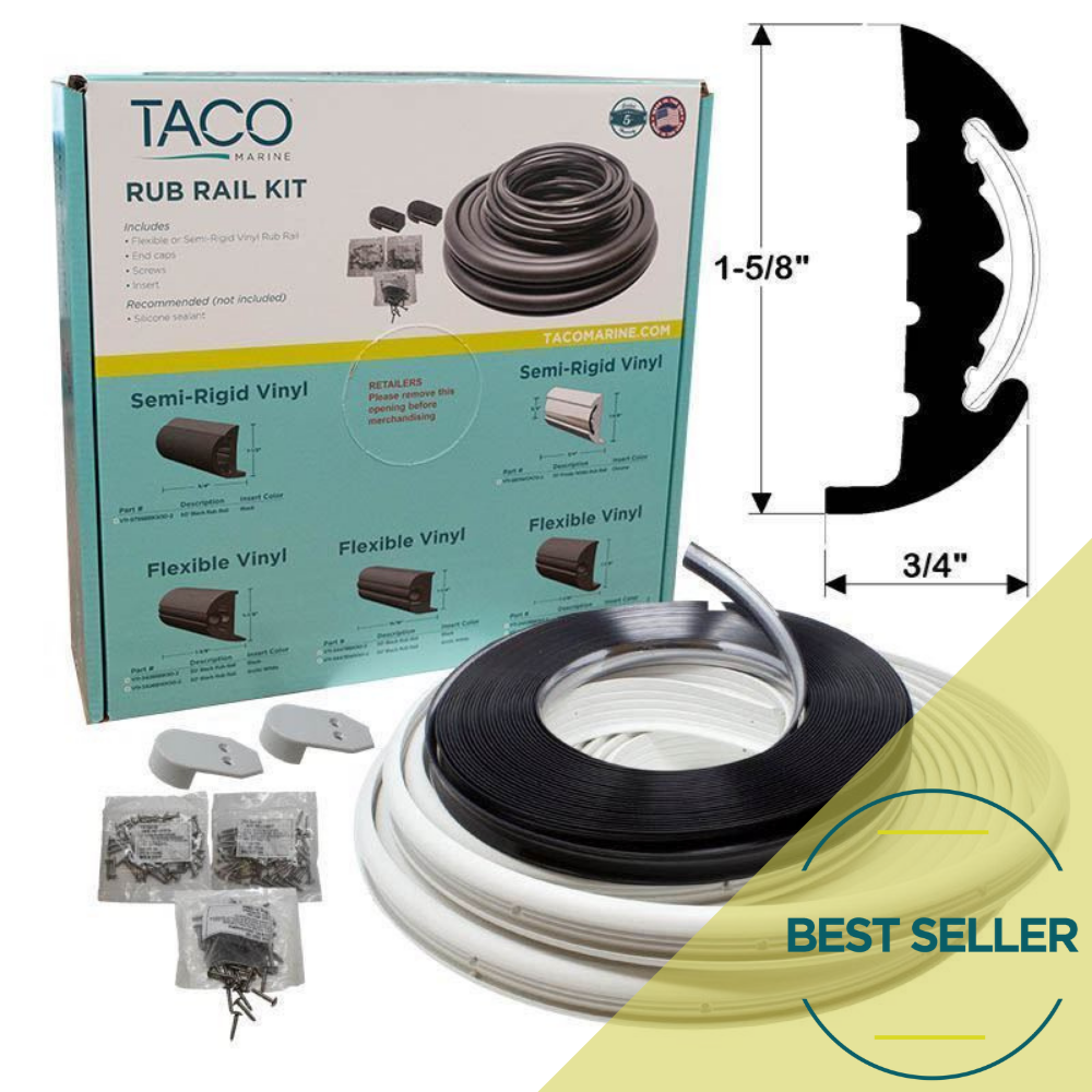 TACO Marine, rub rail kit, V11-9811 Kit, Semi-Rigid Vinyl Rub Rail Kit 1-5/8’’ x 3/4’’, vector, best seller