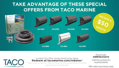 Get $50 Back with the Purchase of TACO Flexible Vinyl Rub Rail Kit