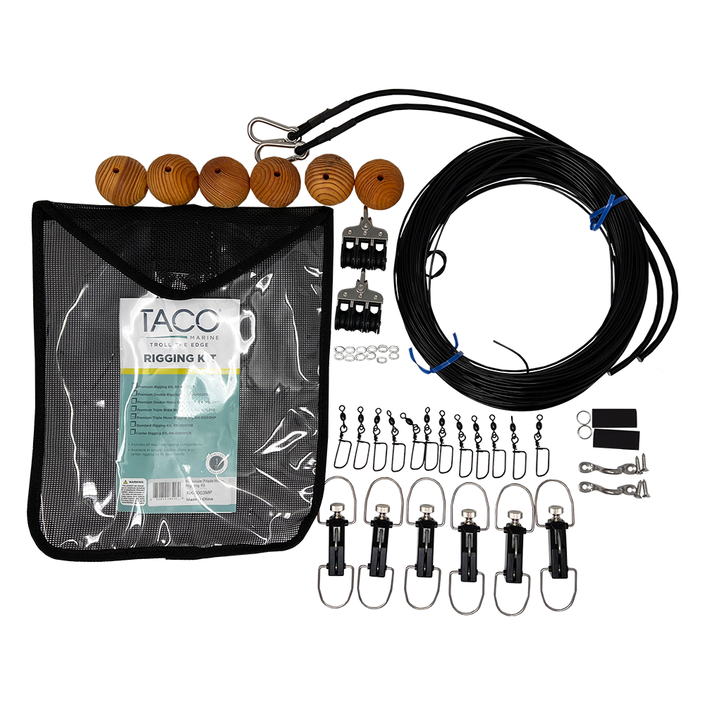 TACO Marine Premium Triple Mono Rigging Kit, sport fishing rigging kit image