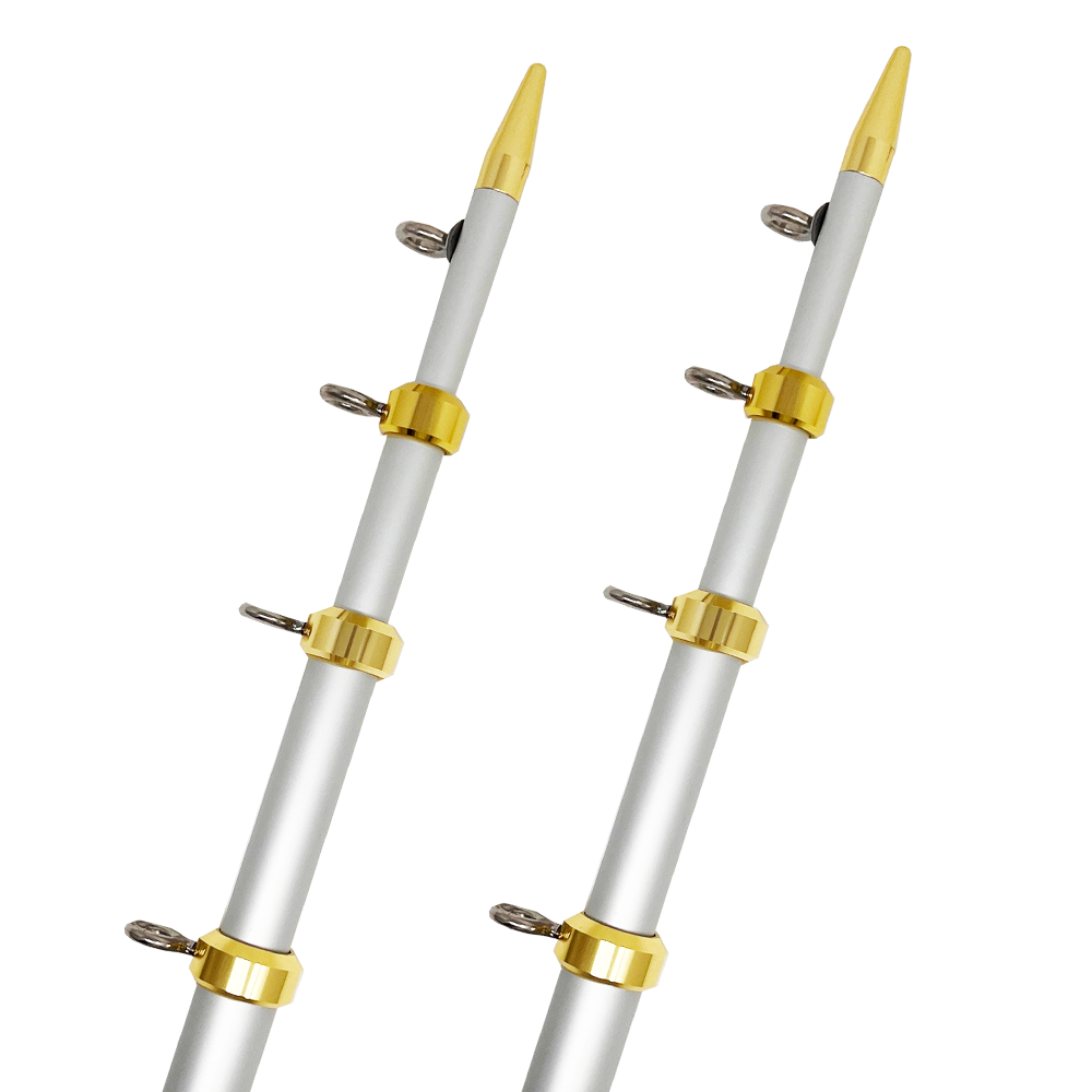 TACO Marine Sport Fishing Outrigger Poles silver and gold, outriggers, taco outriggers, fishing outrigger poles