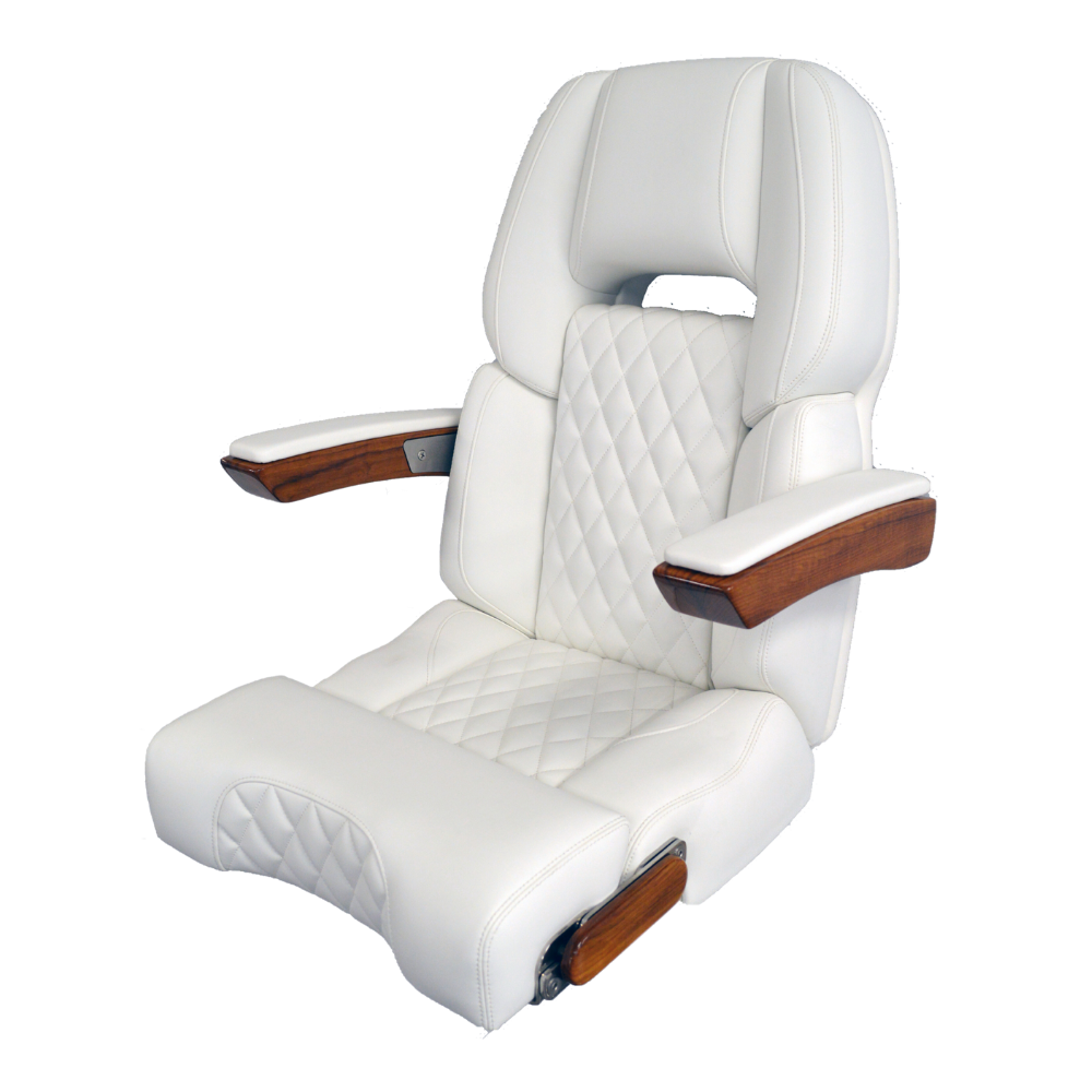 Springfield Marine White Deluxe Helm Boat Captain Seat With Aluminum Armrest – 1040002