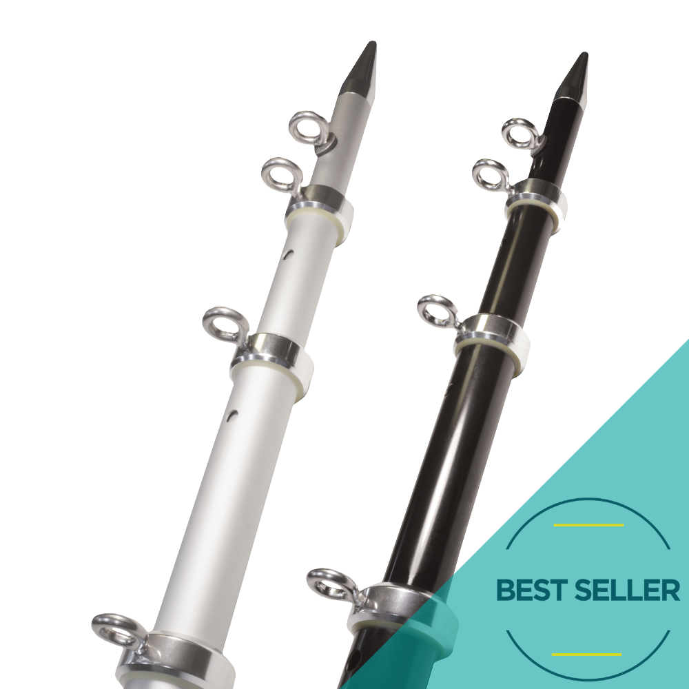 TACO Marine sport fishing outrigger poles, black outriggers for fishing, silver outriggers for fishing, best seller