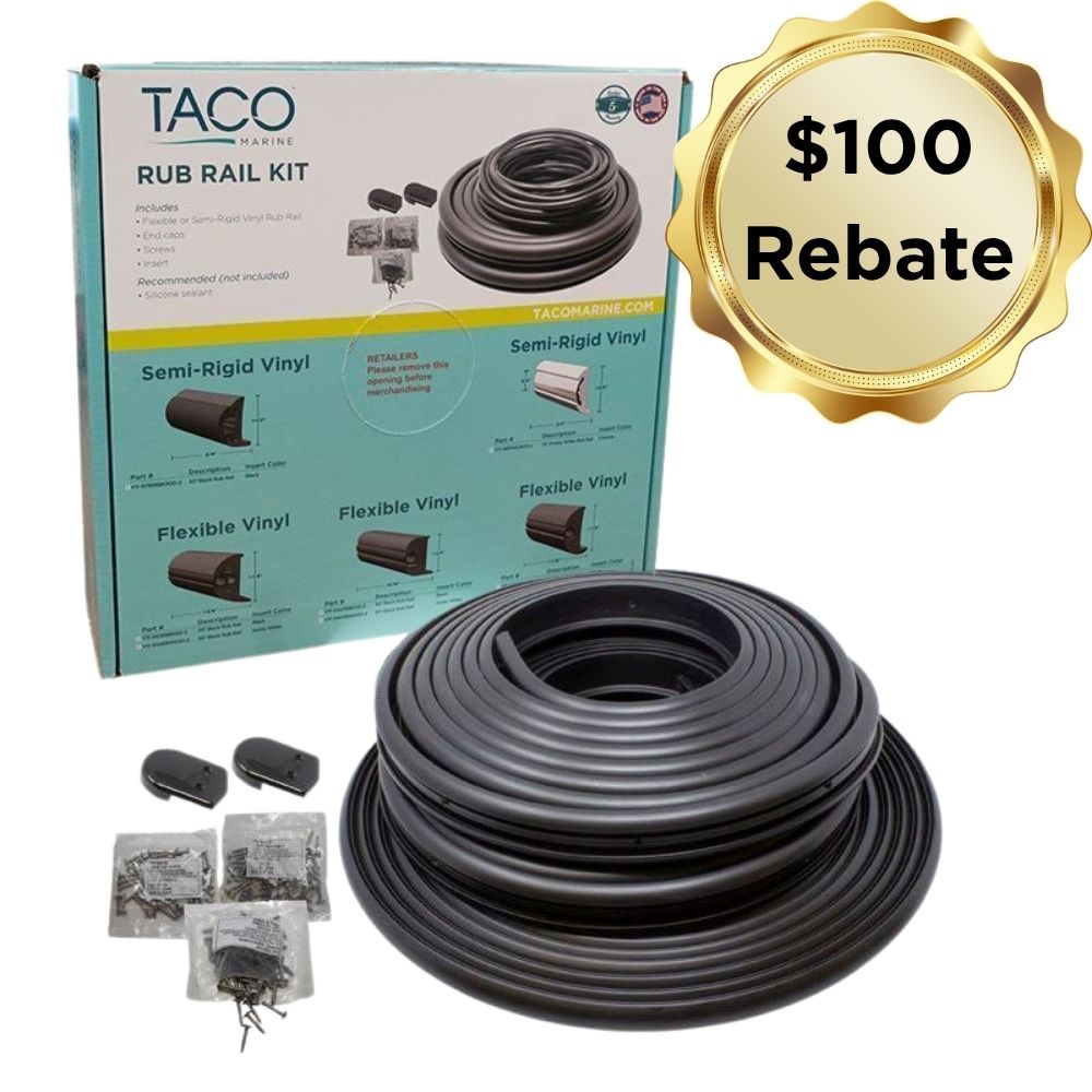 ACO Marine, rub rail kit, V11-9795 Kit, Semi-Rigid Rub Rail Kit 1-1/2’’ x 3/4’’,