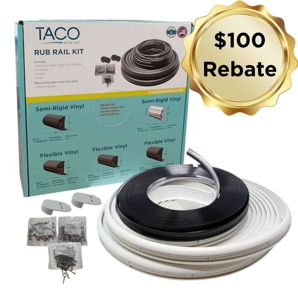 TACO Marine, rub rail kit, V11-9811 Kit, Semi-Rigid Vinyl Rub Rail Kit 1-5/8’’ x 3/4’’, rebate